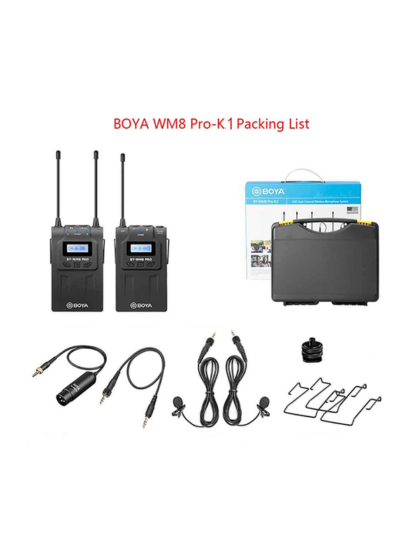 Boya BY-WM8 Pro-K1 UHF-Wireless Dual Channel Microphone System for Android, Black
